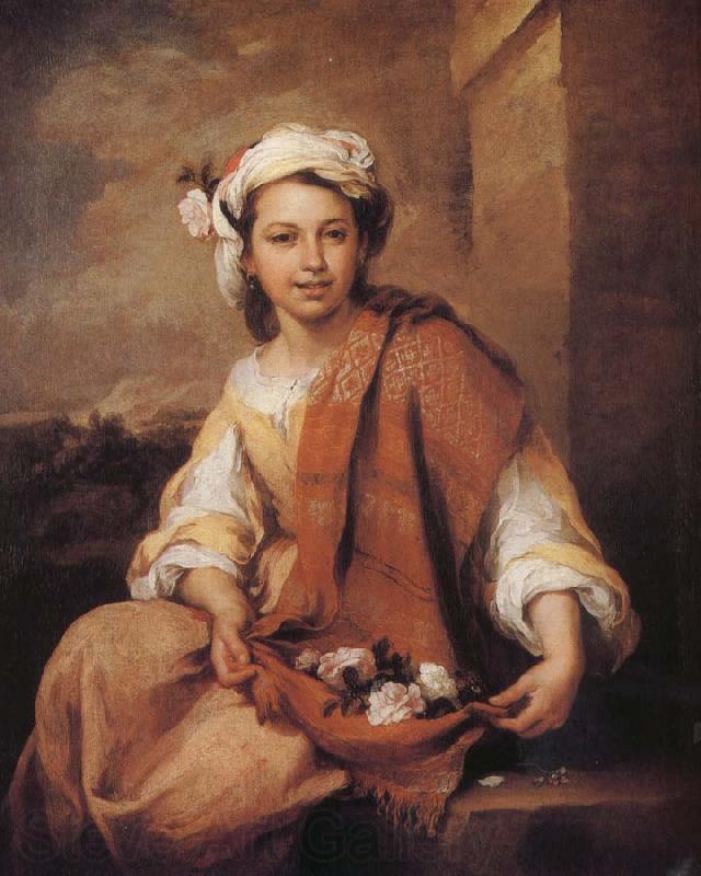 Bartolome Esteban Murillo A girl wearing a Rose France oil painting art